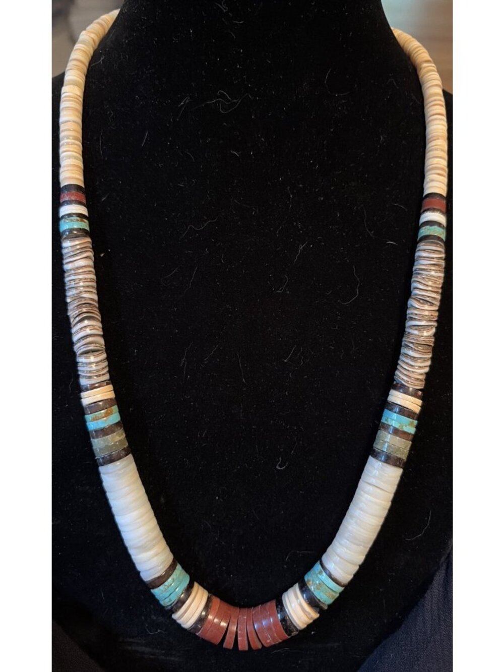 Native American Heishi Graduated Necklace Santo Domingo?  26" Long